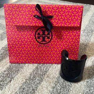 Tory Burch black resin cuff bracelet